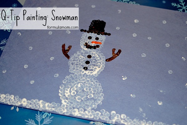 Qtip Painting Snowman Craft