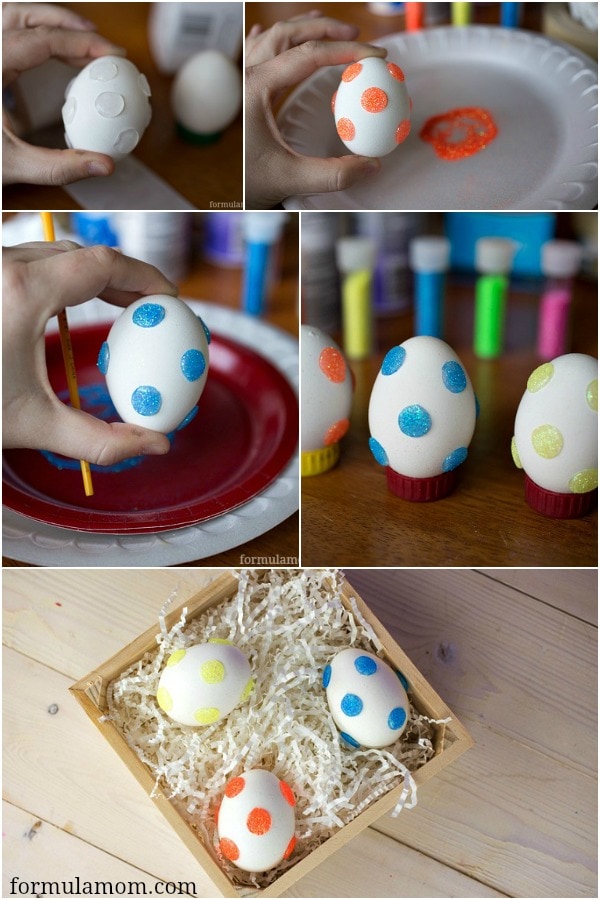 Making Glitter Polka Dot Easter Eggs #easter