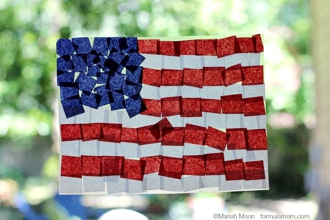 Fourth of July Crafts: Tissue Paper Flag #4thofJuly
