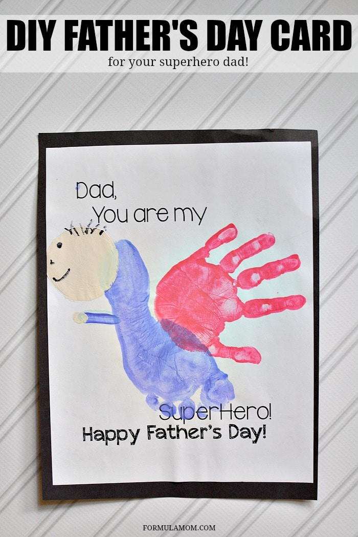 Looking for a cute DIY Father's Day Card? Try this fun Handprint Fathers Day card idea for the superhero dad in your life! a great memory keepsake to make with the kids!