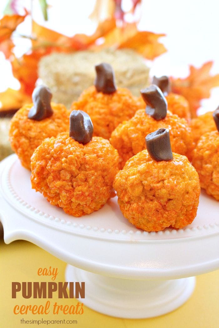 Homemade Rice Krispies Pumpkin Treats are so easy to make! They are perfect for the fall season including Halloween and Thanksgiving! Plus the kids love to make Rice Krispies treats! With one simple swap, you can also make Apple Rice Krispies Treats using this recipe!