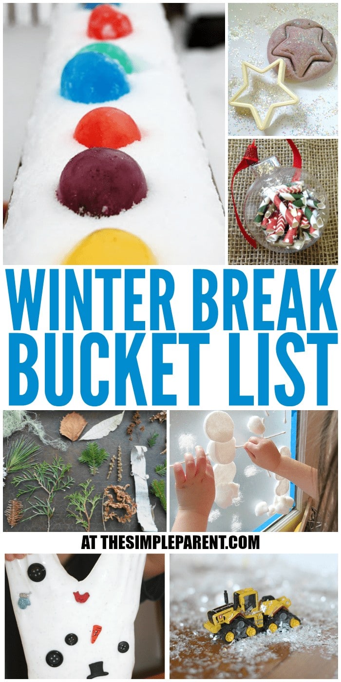 Looking for things to do during winter break from school? Check out this Winter Break Bucket List for some fun winter activities to do with the kids!