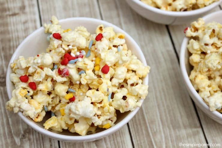 Enjoy a movie night together or a dress up party with this easy Princess Party Popcorn recipe!
