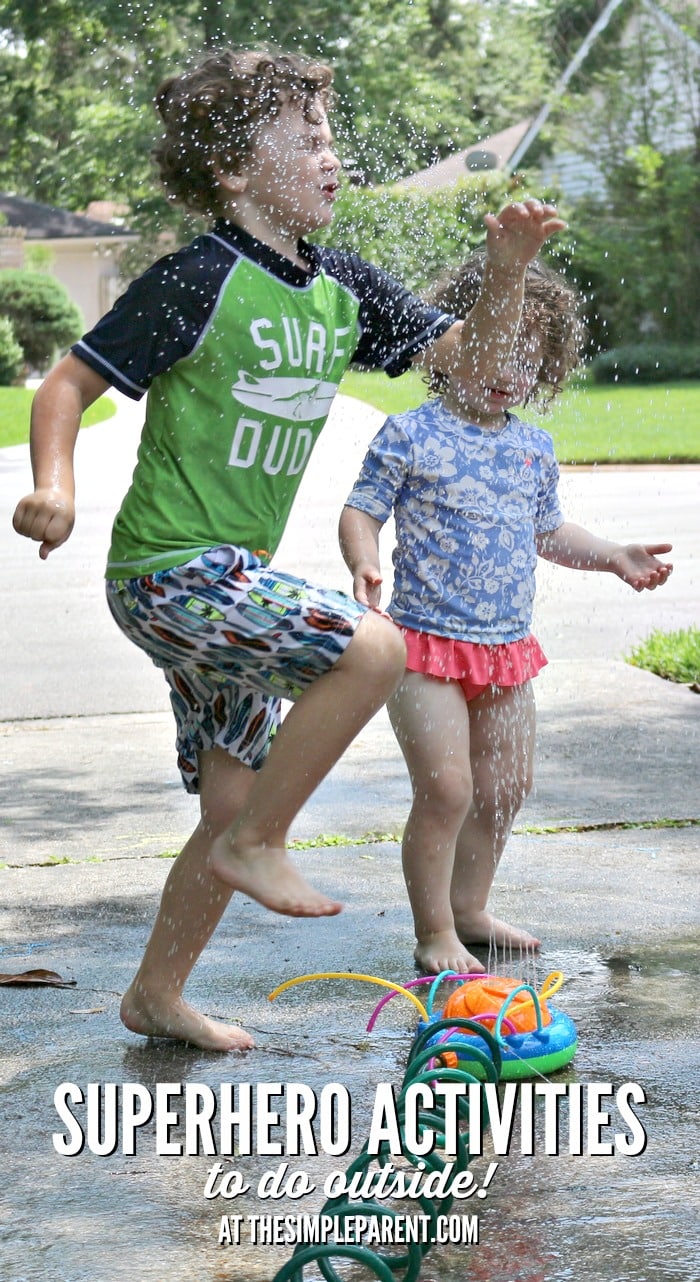 Need something fun to do with the kids? Try these easy Outdoor Superhero Activities! Better bring a towel to dry off after you test your superpowers!