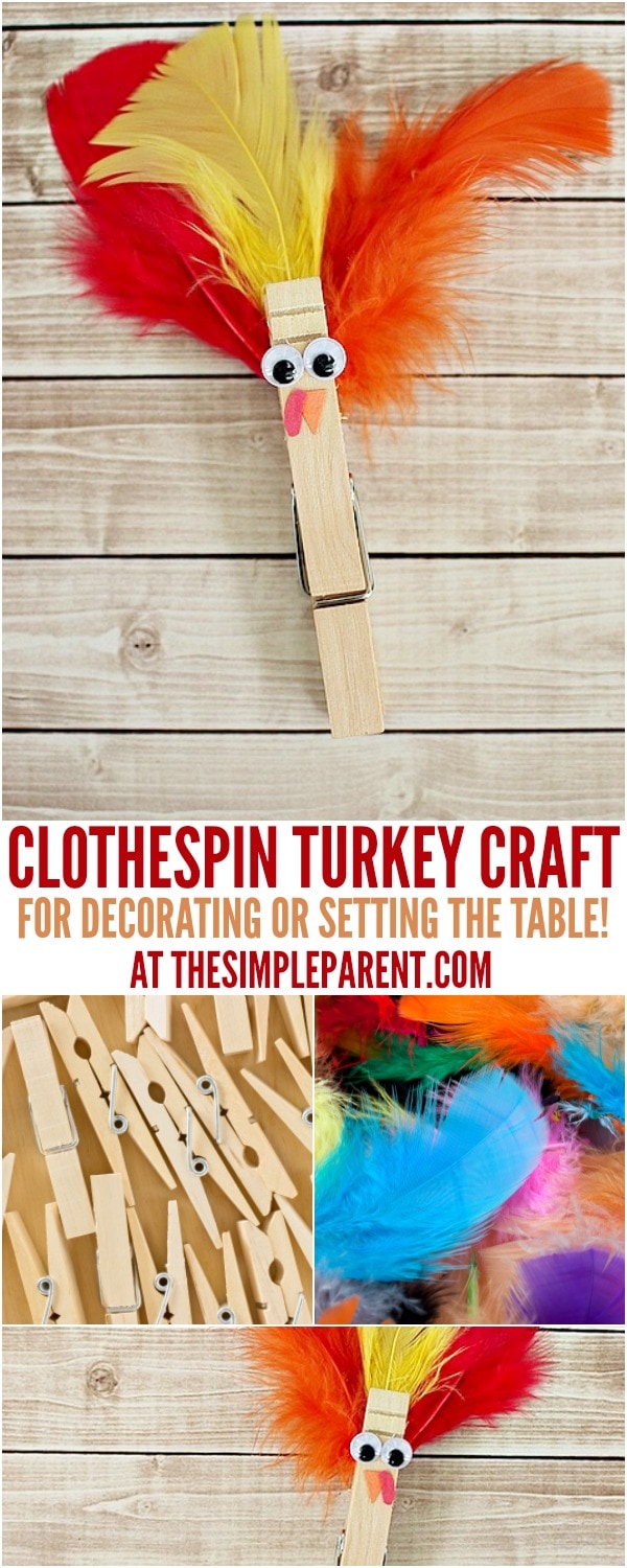 Celebrate Thanksgiving with your kids by making a cute clothespin turkey craft!