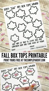 Fall Box Tops Printable Collection Sheet to Support Your School • The ...