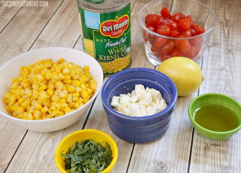 Easy Corn Salad Recipe with Feta, Basil & Tomatoes • The Simple Parent