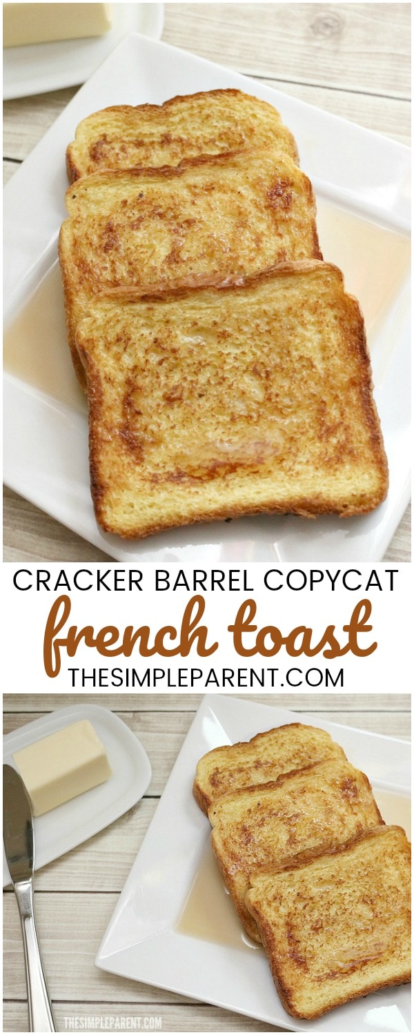Make this easy Cracker Barrel Copycat French Toast recipe! It's a delicious french toast recipe that the whole family will enjoy! Perfect for family breakfast!