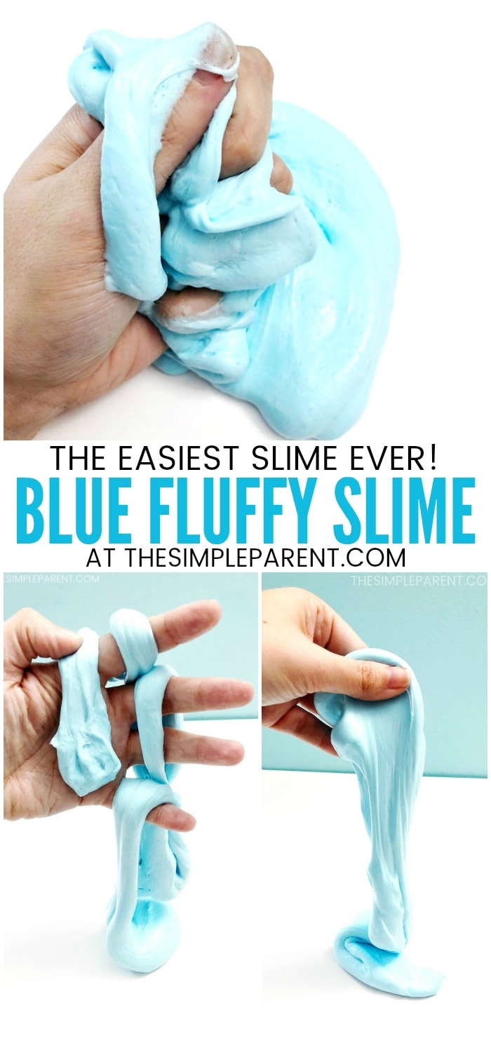 Blue Fluffy Slime - Learn how to make non sticky slime with this easy recipe! This DIY slime is almost fool-proof. The ingredients are pretty basic and include shaving cream and flue! Follow this step by step tutorial to make a batch of blue slime! You can adjust the shade depending on the amount of food coloring you use!