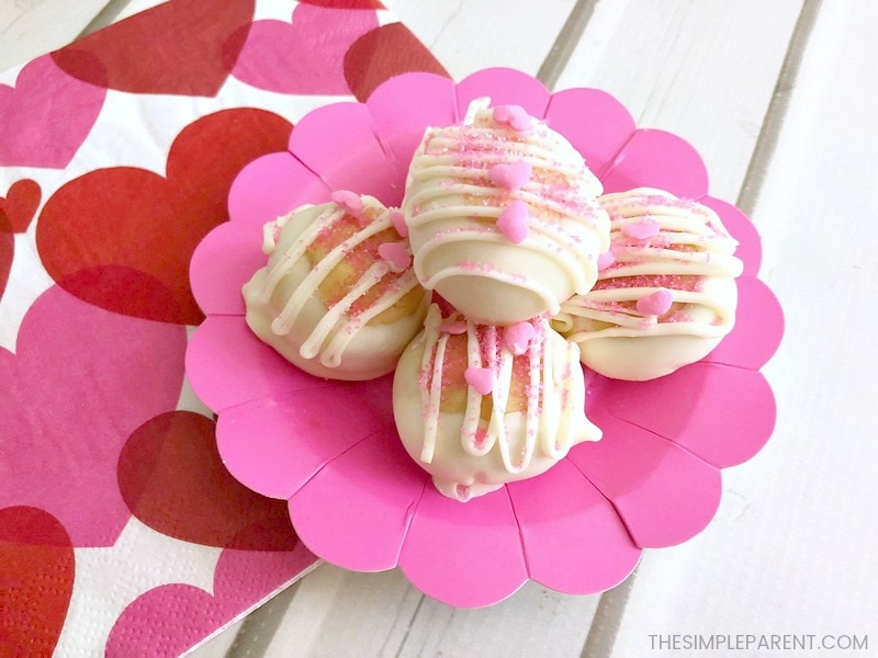 Enjoy this Valentine twist on Buckeyes peanut butter balls!