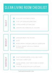 Living Room Cleaning Checklist &amp; Easy Tips! • The Simple Parent