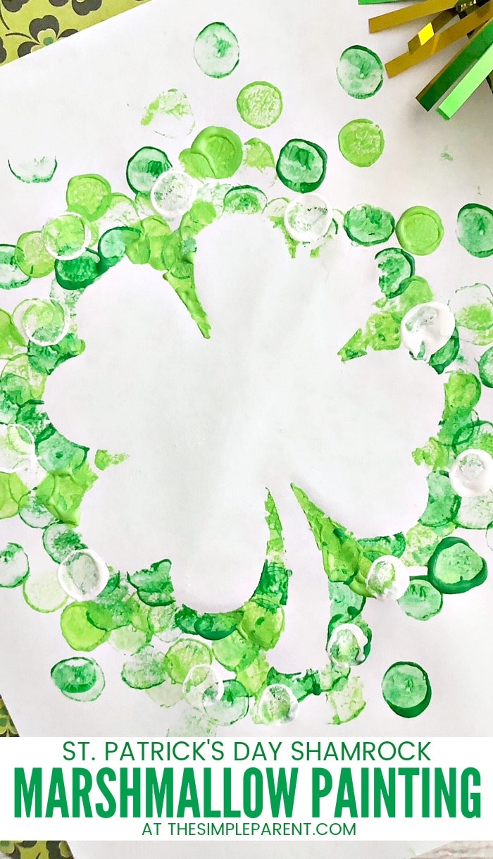 St. Patrick's Day Shamrock Marshmallow Painting Craft - DIY crafts are fun to do with kids of all ages and this painting activity is perfect for toddlers and preschool. It's a fun way to practice fun motor skills!