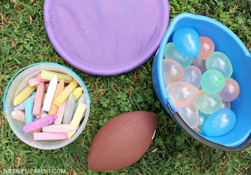 Supplies you need for easy field day game ideas.