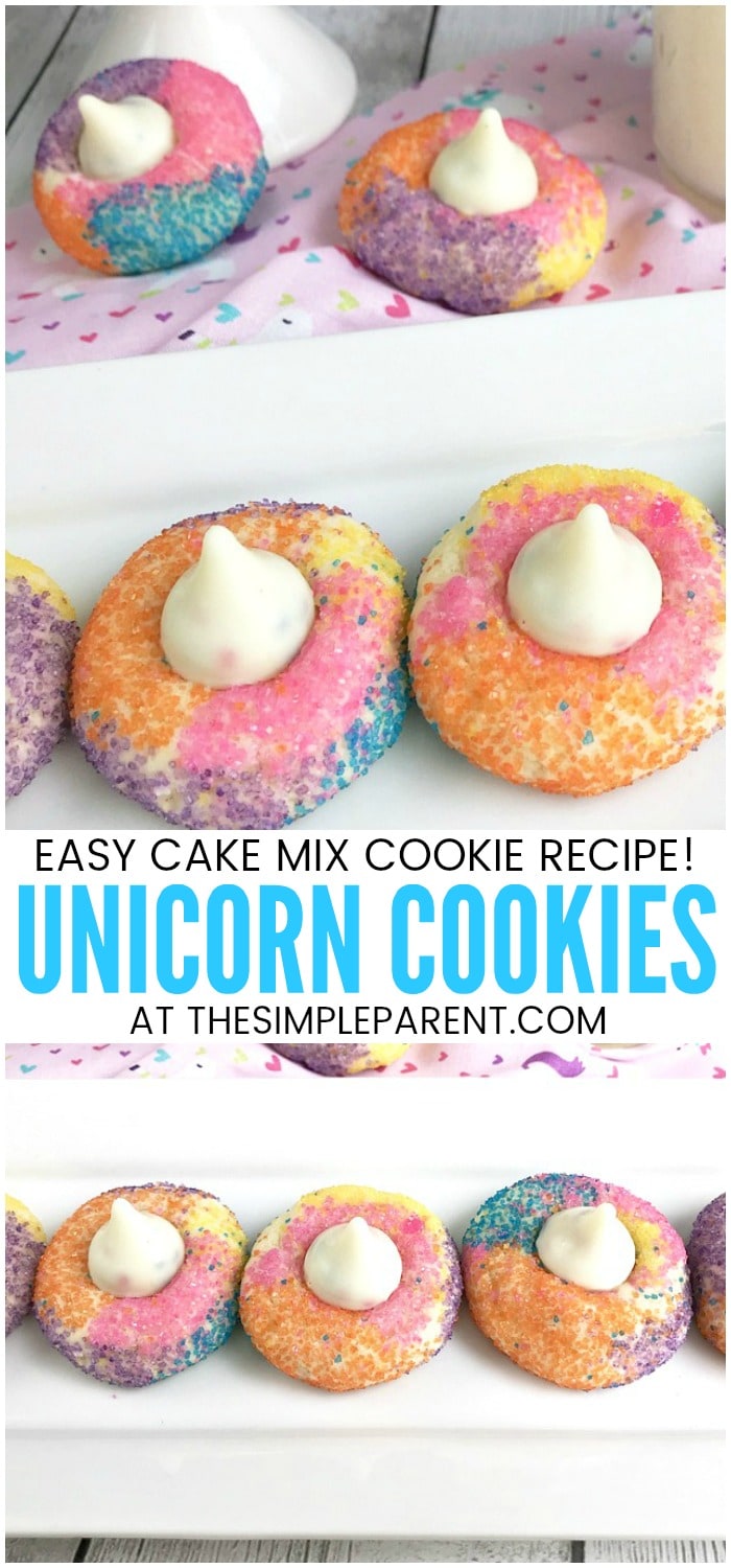 Unicorn Cookies - If you're looking for a fun and easy recipe to make Unicorn Poop Cookies, try this cake mix cookie recipe! Learn how to make these simple rainbow cookies for a birthday party or other celebration! You can even make them just for fun! 