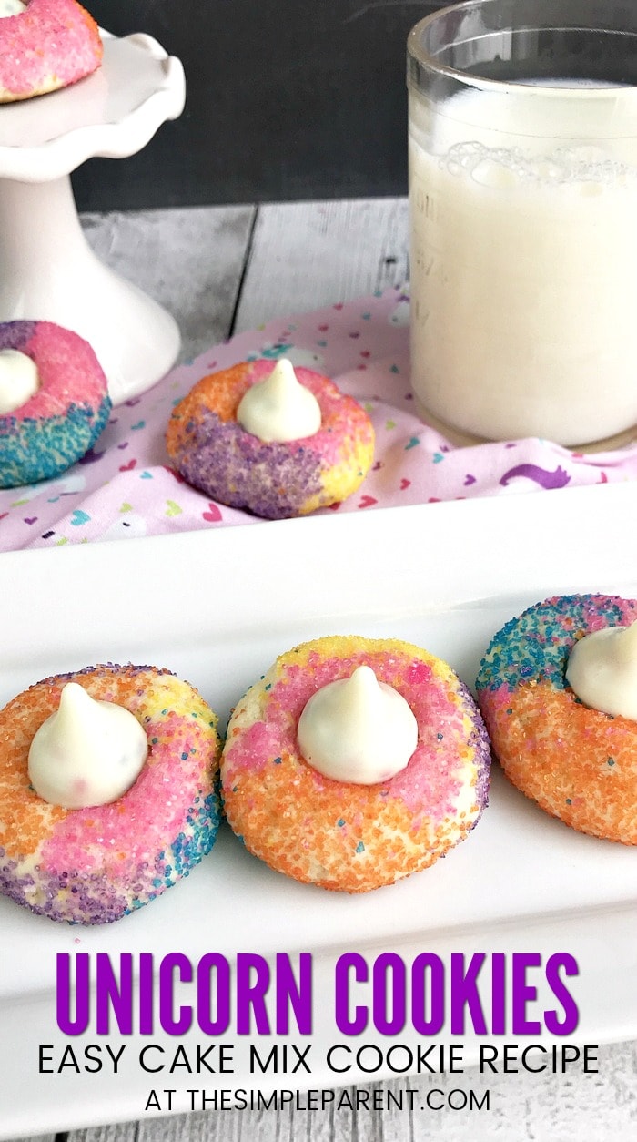 Unicorn Cookies - If you're looking for a fun and easy recipe to make Unicorn Poop Cookies, try this cake mix cookie recipe! Learn how to make these simple rainbow cookies for a birthday party or other celebration! You can even make them just for fun! 
