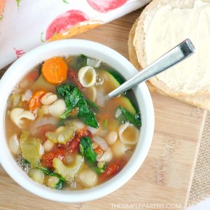 Finished bowl of the best minestrone soup recipe!