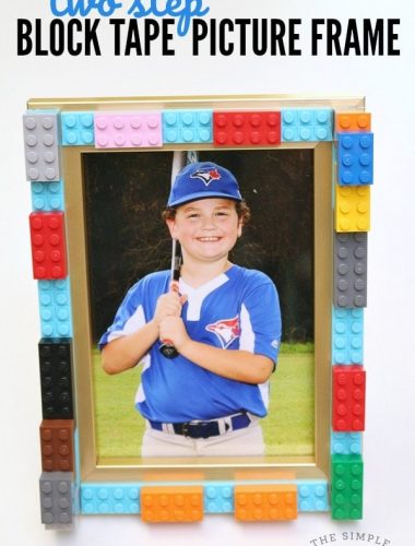 Lego picture frame craft made with Mayka Tape.