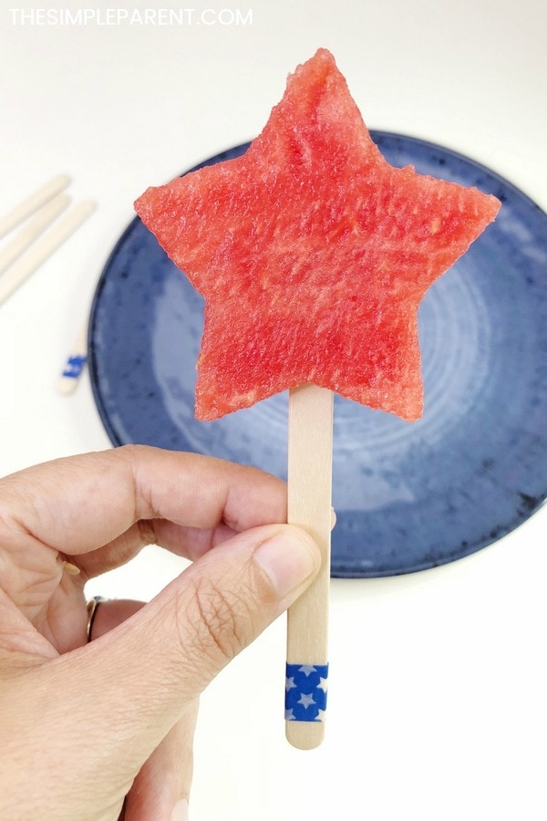Watermelon cut into star shapes for the Fourth of July
