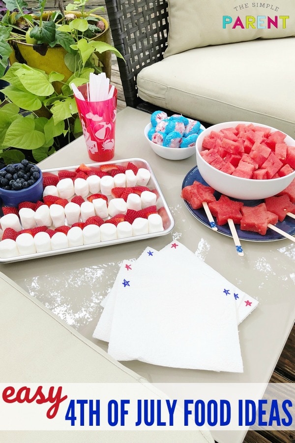 Fourth of July Food doesn't have to be complicated! Easy ideas for desserts, appetizers, sides & more will help you enjoy more time with your family! These are great ideas for kids and for a crowd or a small group!
