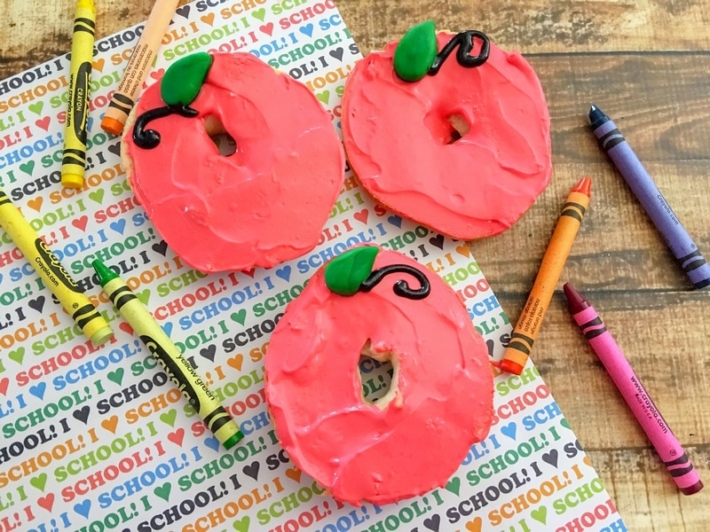 Finished edible apple craft makes a great first day of school breakfast