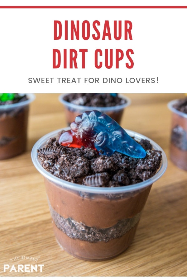 Make this Dinosaur Dirt Cup Recipe for your dinosaur themed party or movie night! It makes party planning easy! Kids love chocolate pudding and cookies, so it's sure to be a hit! It's a must have for a Jurassic World themed movie night!