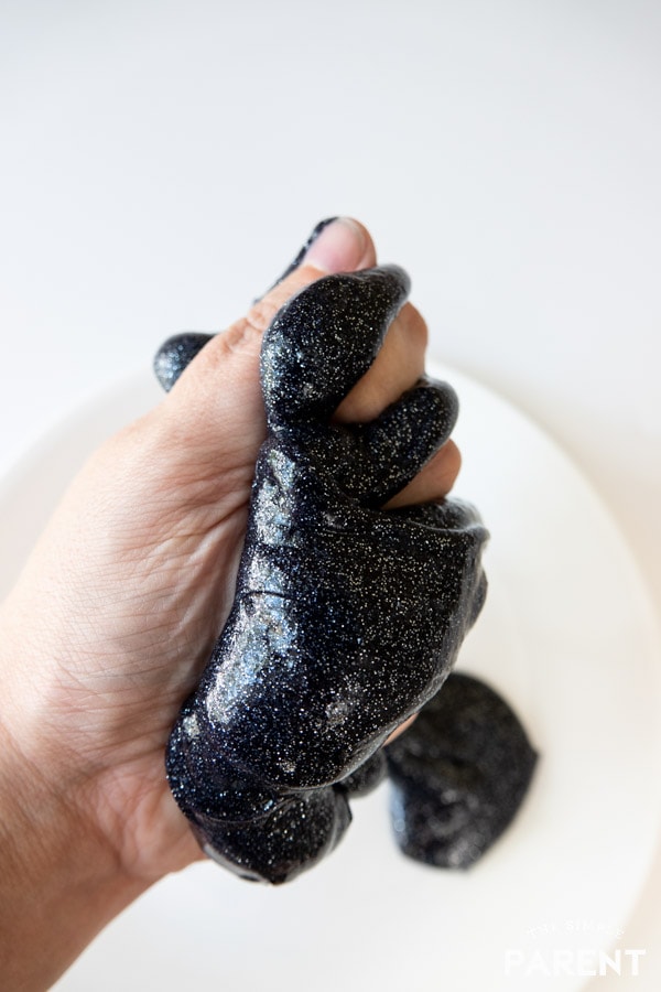 Black Glitter Slime made with Contact Solution Slime recipe