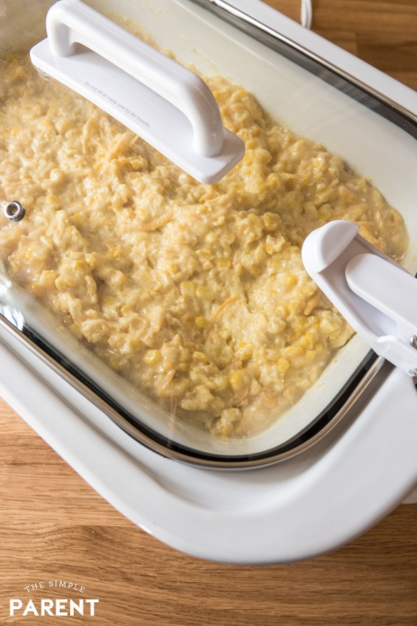 Making corn pudding in the Crock pot