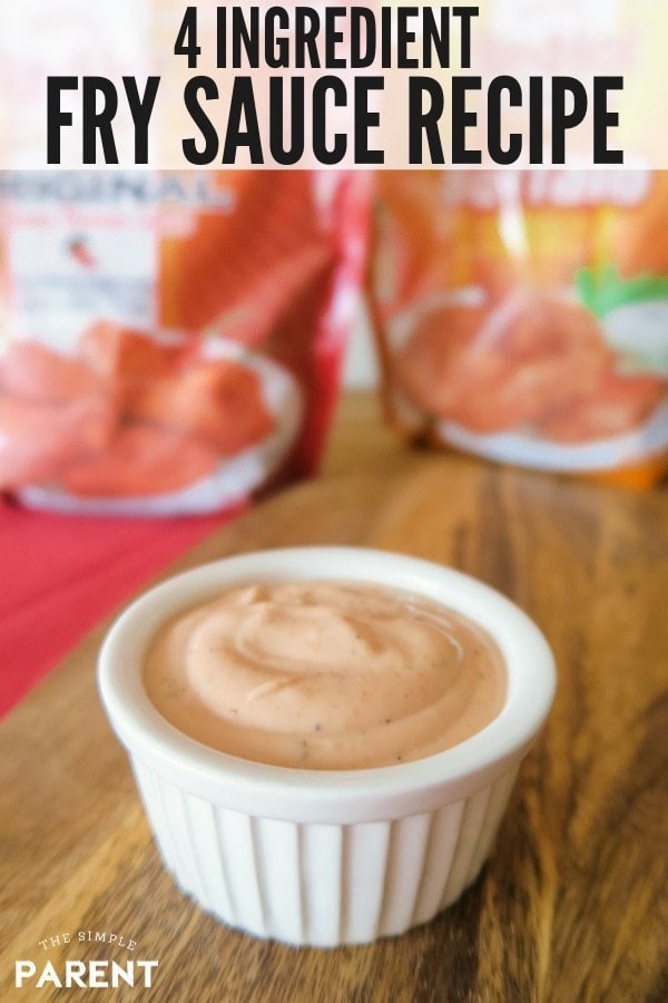 Make an easy Fry Sauce recipe that's just like Freddy's! This copycat recipe is the best dipping sauce for french fries, tater tots, onion rings, wings, and more! It's more than a dip for fries! You need mayo, ketchup, and a secret ingredient for this zesty homemade sauce! 