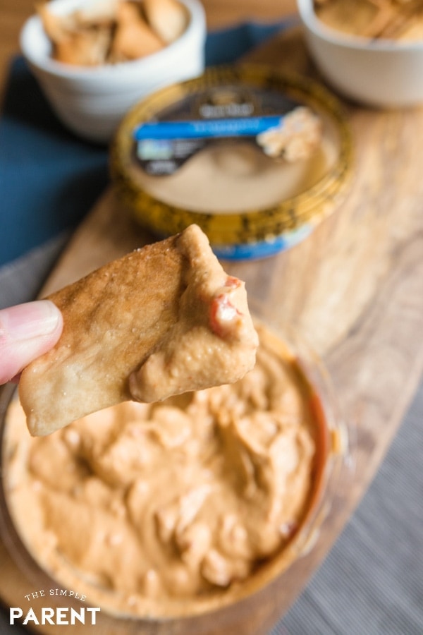 Red Red Pepper Boar's Head Hummus with a pita chip