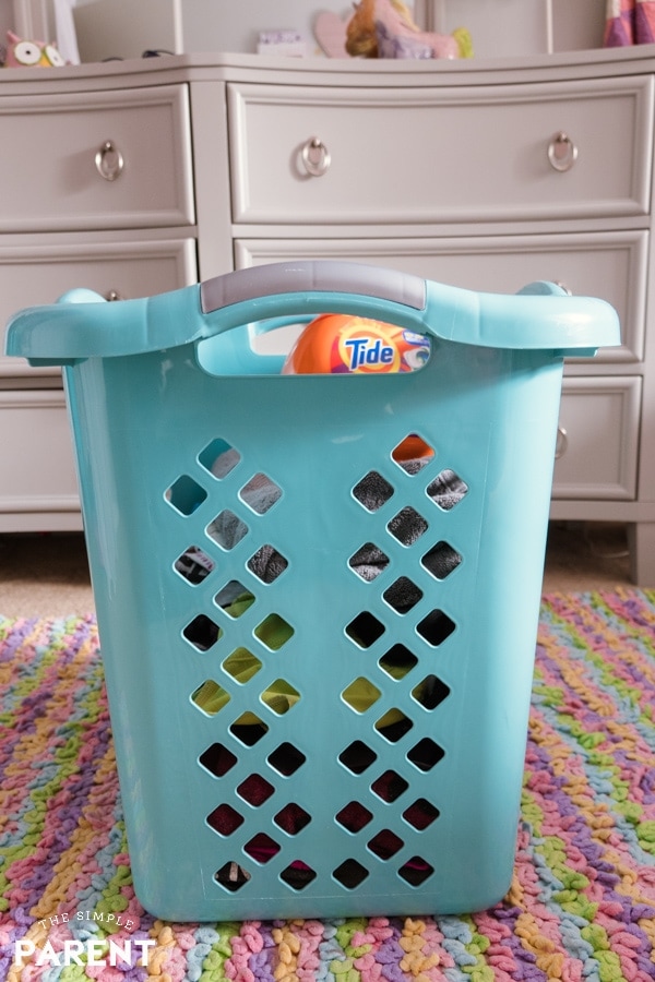 Individual laundry basket as part of an easy laundry system for families