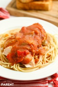 Crock Pot Chicken Cacciatore is an easy slow cooker recipe that is great for families! It's a healthy way to do a take on comfort foods. Serve over pasta, rice, or even potatoes. You can tweak the spices, tomatoes, and mushrooms to fit your family's favorite flavors!