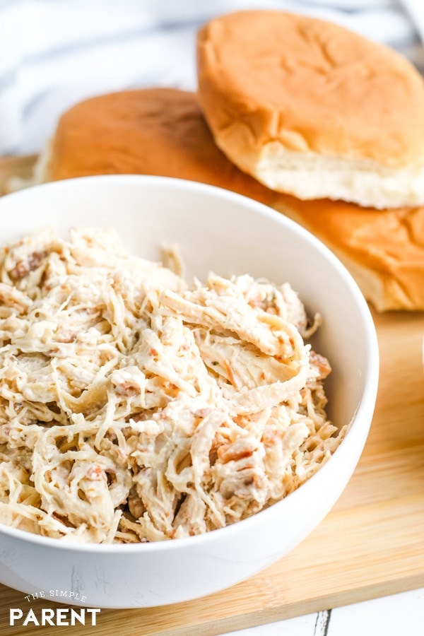Slow cooker crack chicken dip in a bowl