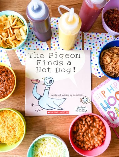 Hot Dog Toppings Bar Inspired by The Pigeon Finds a Hot Dog! book