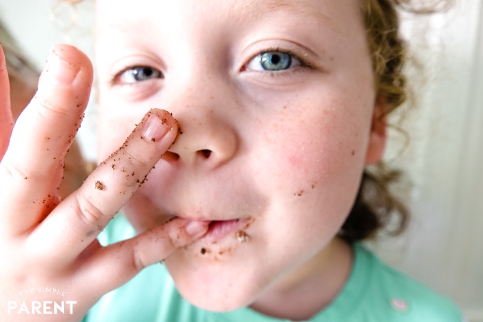 Girl with cookie crumbs on her face