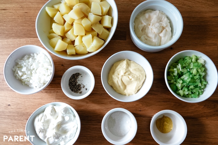 Ingredients to make summer potato salad