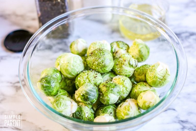 Air Fryer Brussel Sprouts Wrapped with Bacon • The Simple Parent