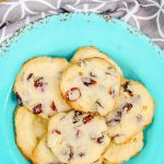 Cranberry cookies on an aqua colored plate