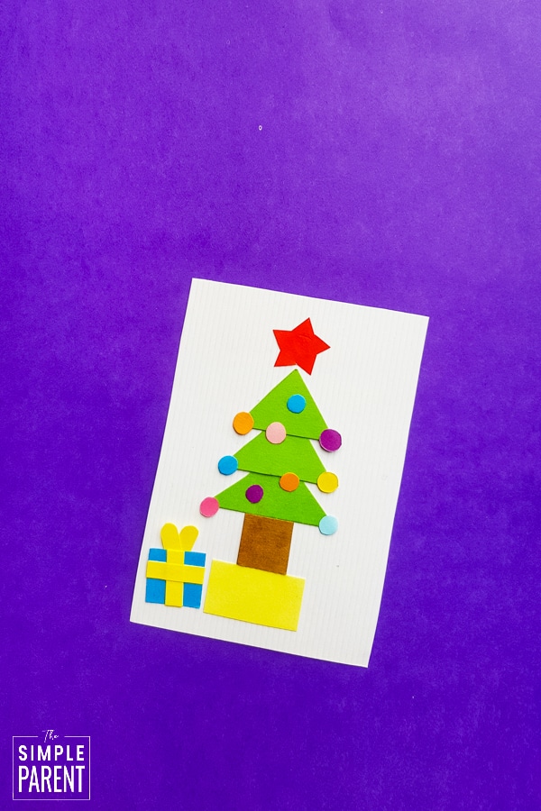 Christmas Tree Shape Craft on purple background