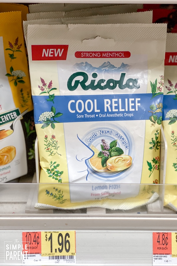 Ricola Cool Relief Lemon Frost Drops on shelf at Walmart