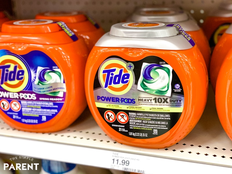 Tide Power PODS containers sitting on store shelf