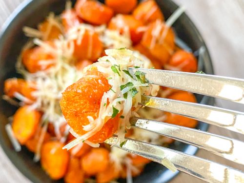 Final plate of air fryer Parmesan carrots