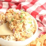 Spoonful of corn chip salad made with Fritos