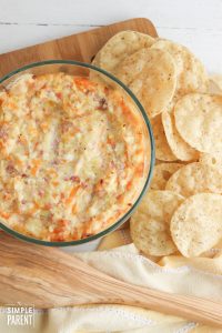Pineapple Cream Cheese Dip with Ham and Tortilla Chips