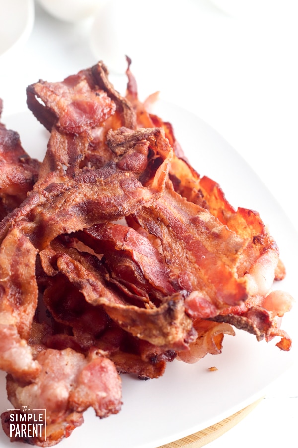Stack of bacon made in the air fryer