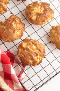 Air Fryer Apple Fritters cooling on a wire rack
