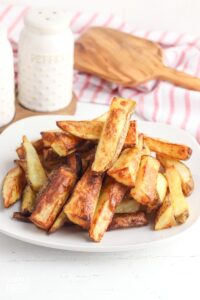 Air Fryer Potato Wedges on white plate