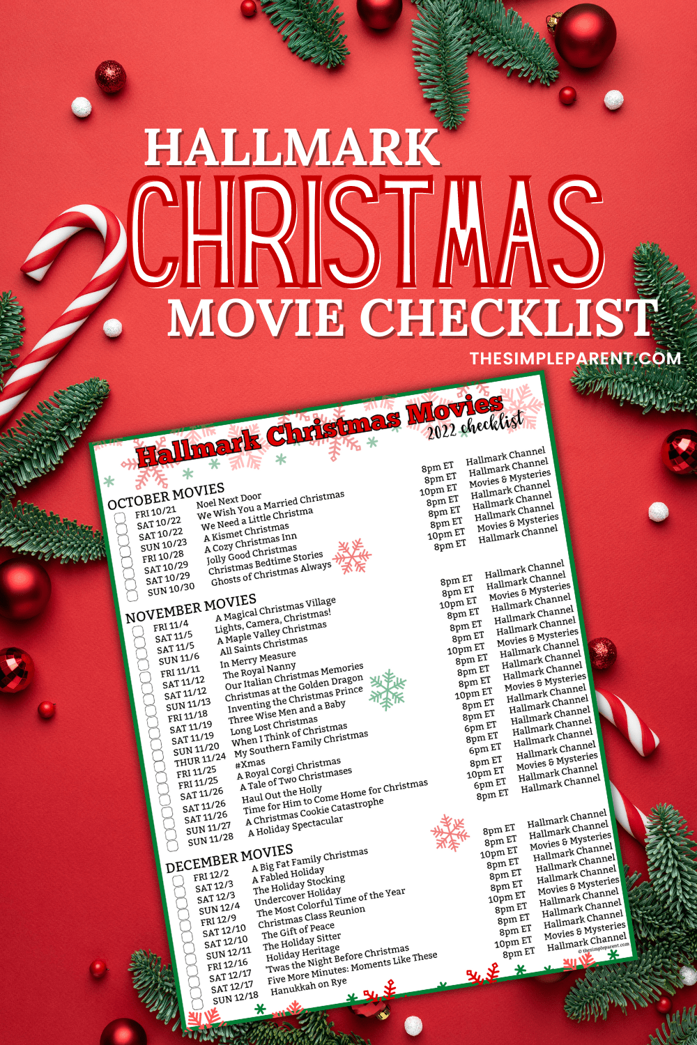 Printable Hallmark Christmas Movie Schedule