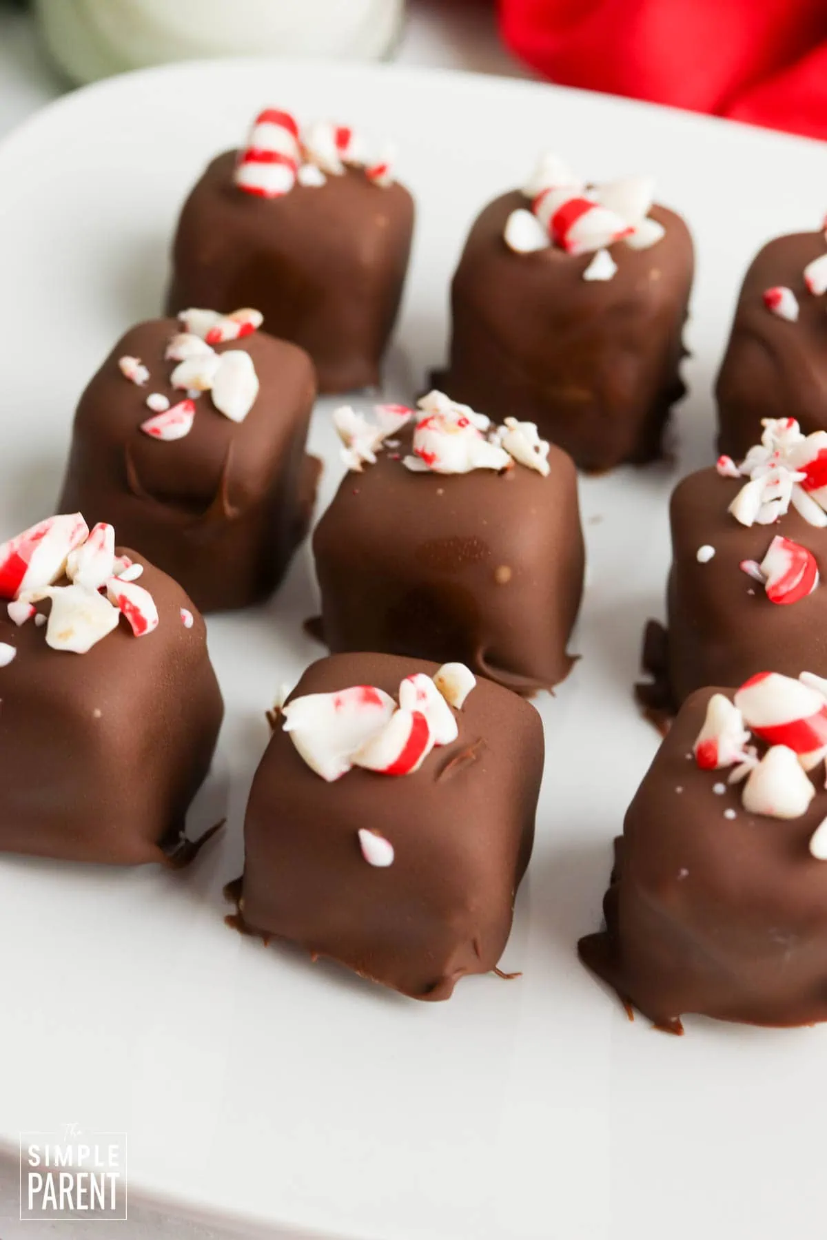 Cool Whip Candy truffles topped with crushed candy cane