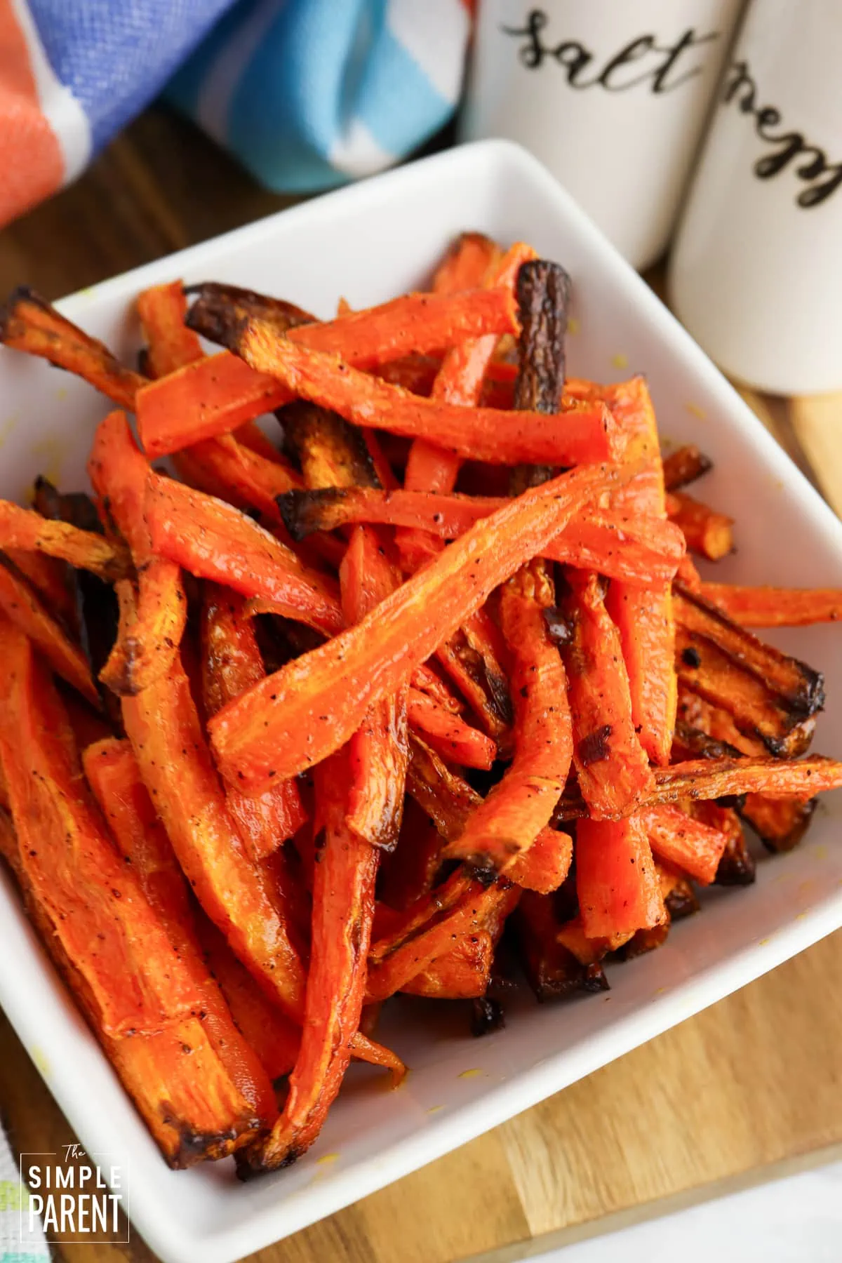 Carrot sticks air fried to make carrot fries
