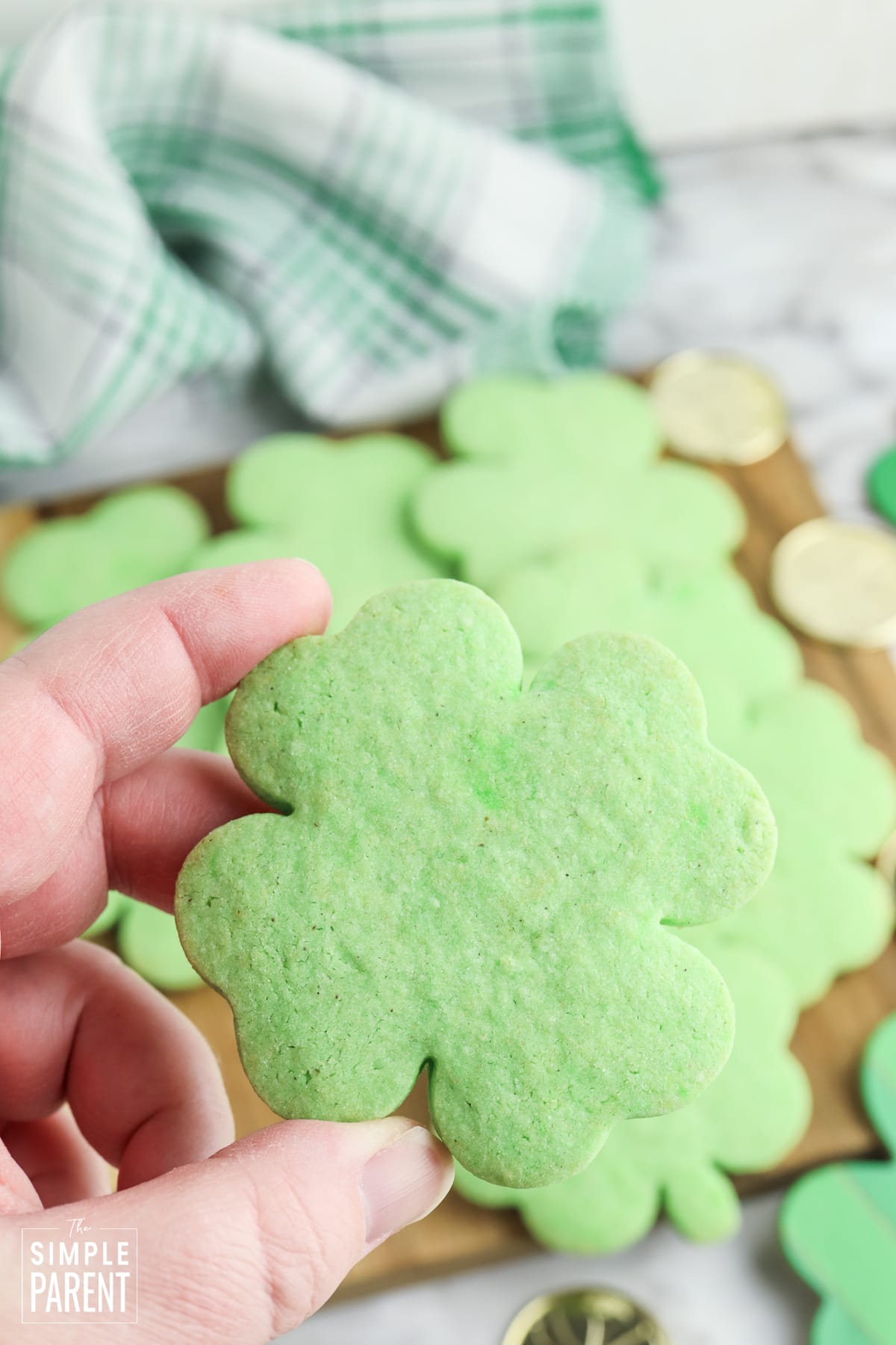 St. Patrick's Day green cookies in shape of clovers